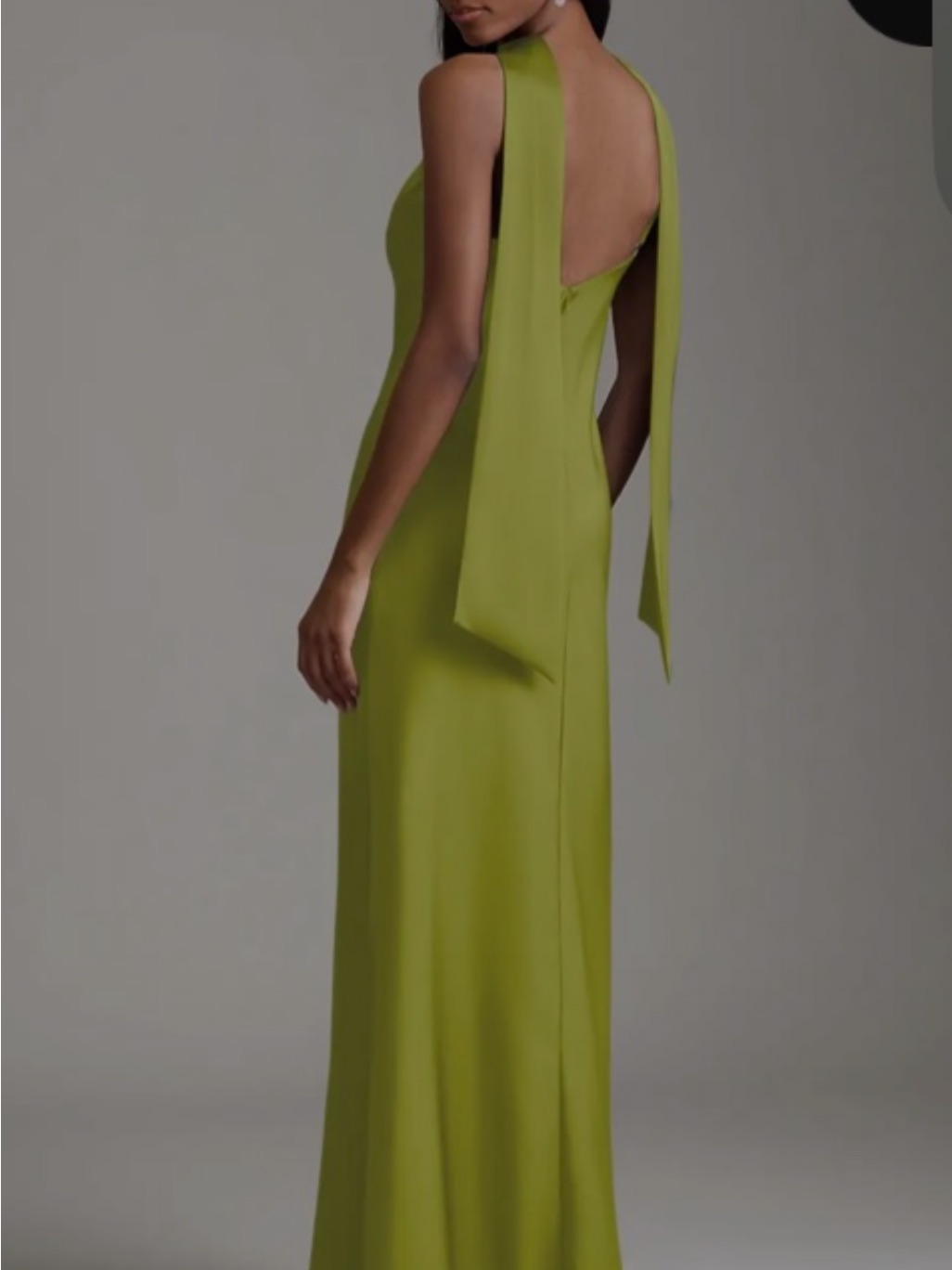 Azazie Stretch Satin Chartreuse Dress